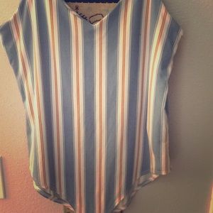 Body suit blue and tan striped
